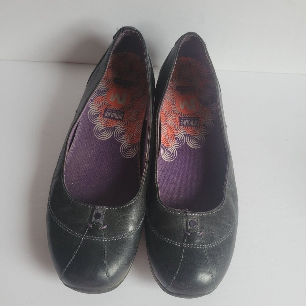 Merrell Womens Black Leather Slip-On Flats Size 9.5